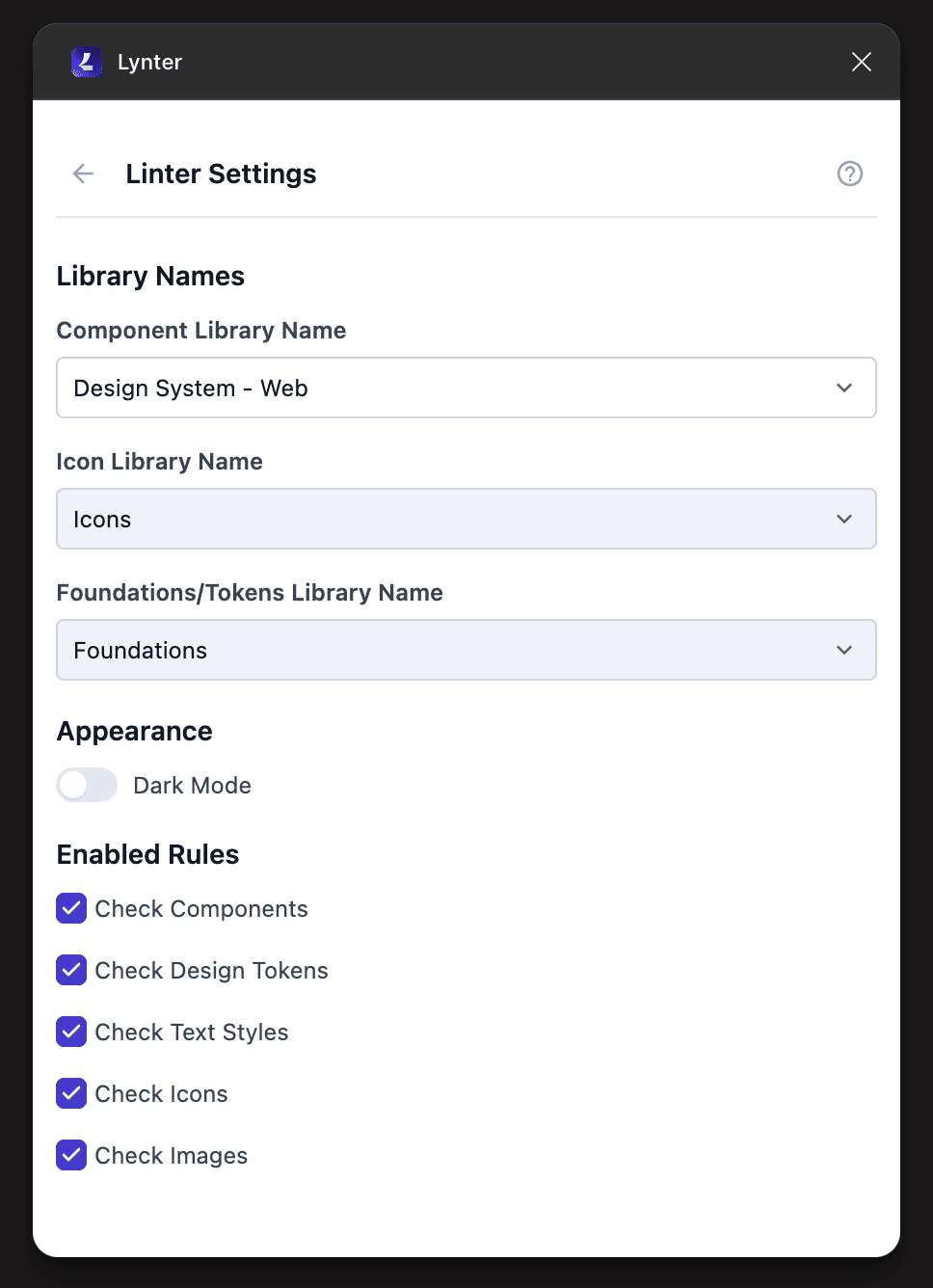 Customizable settings